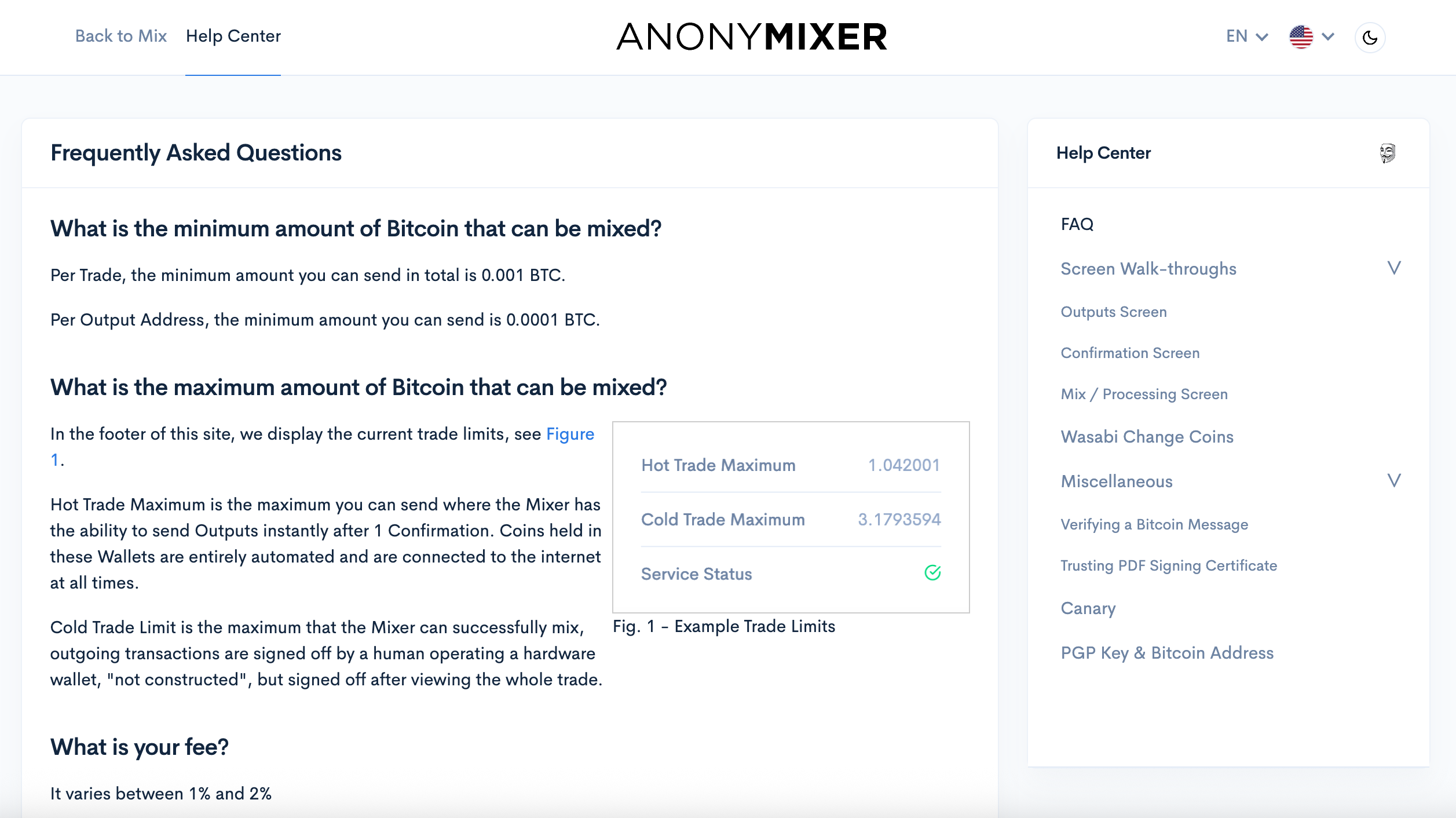 Anonymixer Bitcoin Tumbler Features